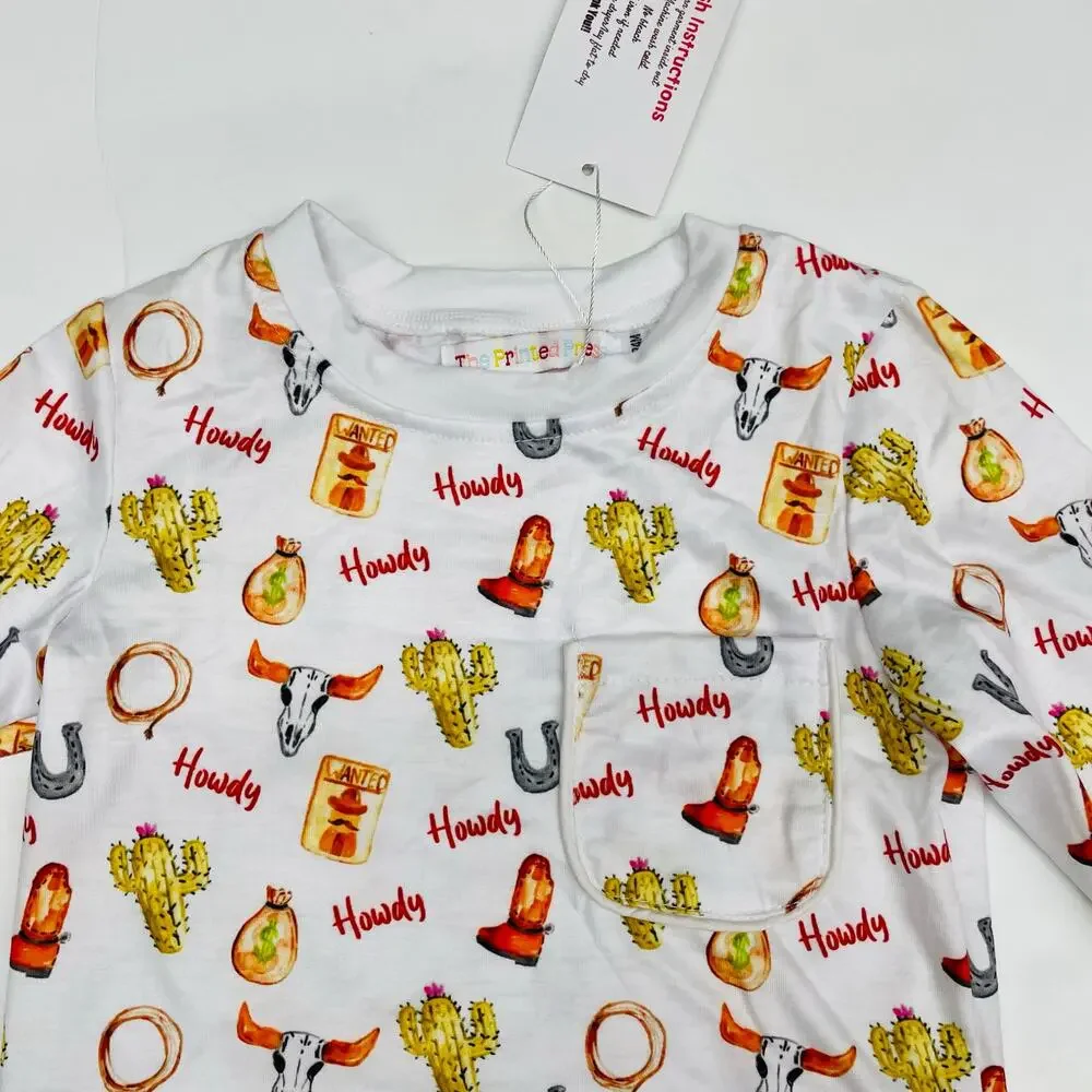 NWT The Printed Press Size 8-9 Howdy PJs